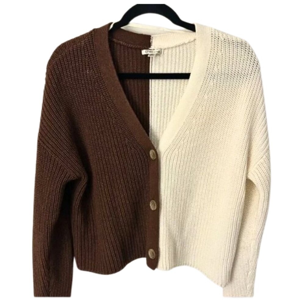 Two-Tone Brown and Cream Sweater size medium
